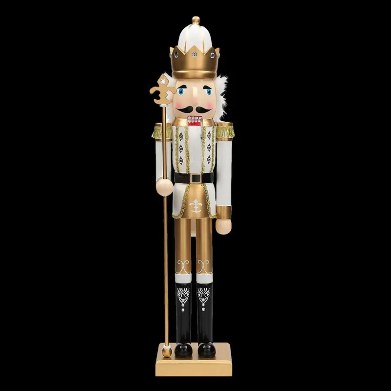 3 Ft. Large Classic Gold Wood Holiday Nutcracker With Scepter 1
