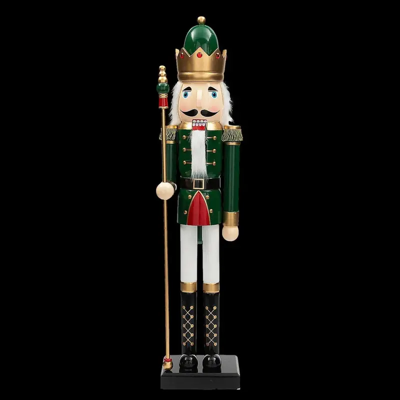 3 Ft. Large Classic Green Wood Holiday Nutcracker With Scepter 1