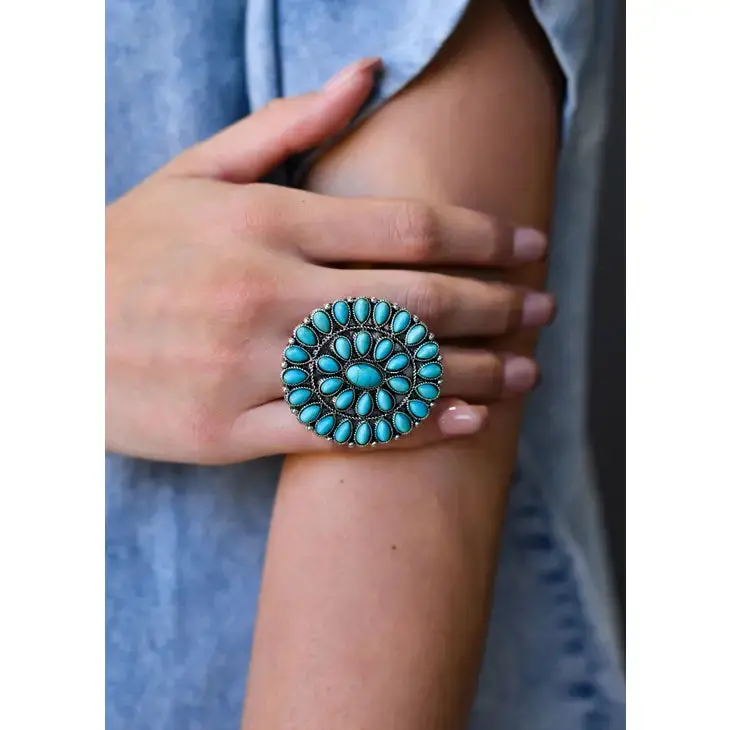 Adjustable Turquoise Cluster Ring 1