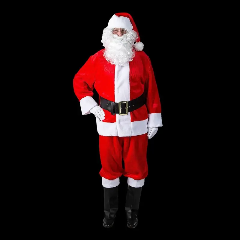 Adult Men’S 10-Piece Deluxe Plush Santa Suit Costume 1