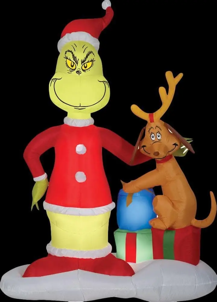 Airblown Grinch & Max With Presents Inflatable Scene - Dr. Seuss 1