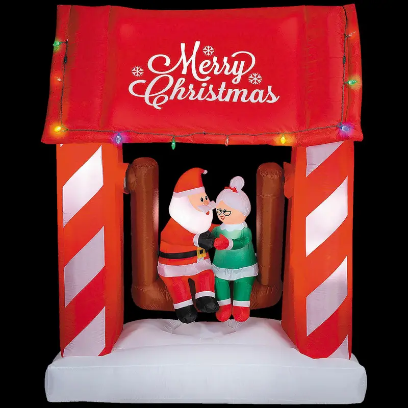 Airblown Inflatable Animated Mr. & Mrs. Santa Claus Porch Swing Scene Outdoor Yard Decoration 1