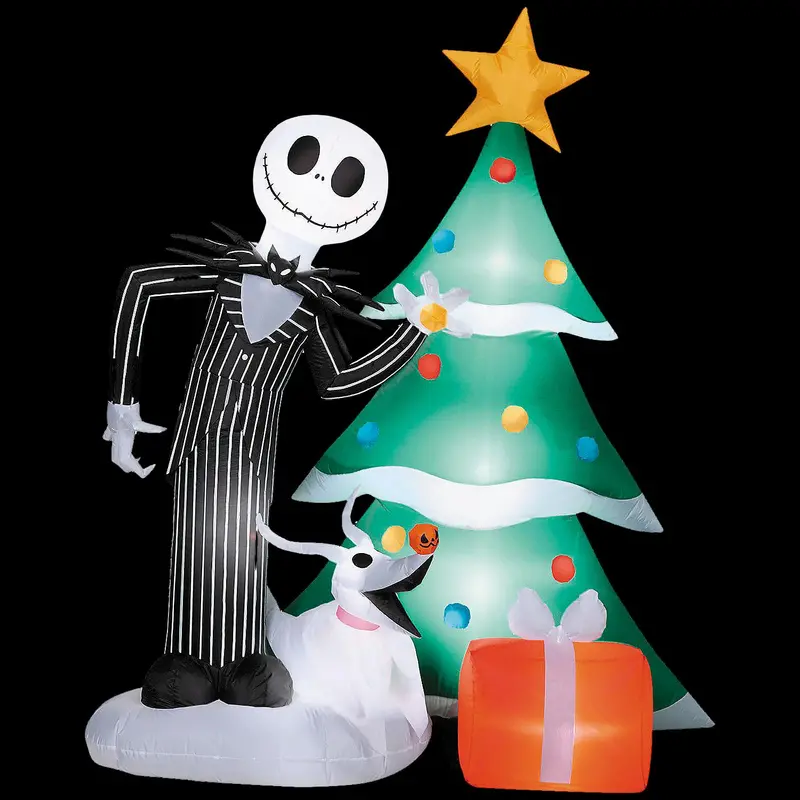 Airblown Inflatable Light-Up The Nightmare Before Christmas Jack & Zero With Christmas Tree 1