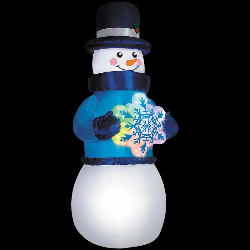 Airblown Inflatable Snowman With Rainbow Lightshow Snowflake Outdoor Yard Decoration 1
