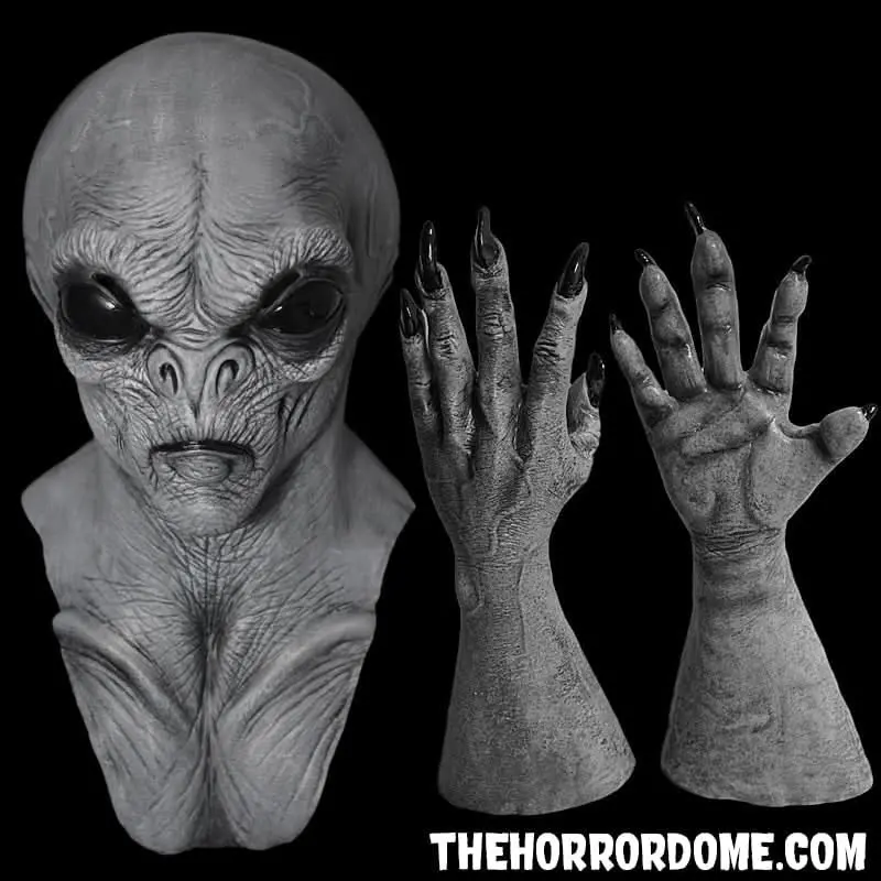 "Alien Grey Halloween Mask And Hand Set" 1