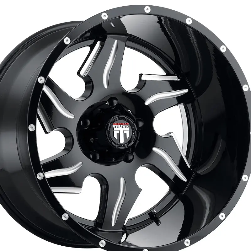 American Truxx Ninja 22X14 6-135 87.1 Hub -76 Offset Black Wheel Rim 2