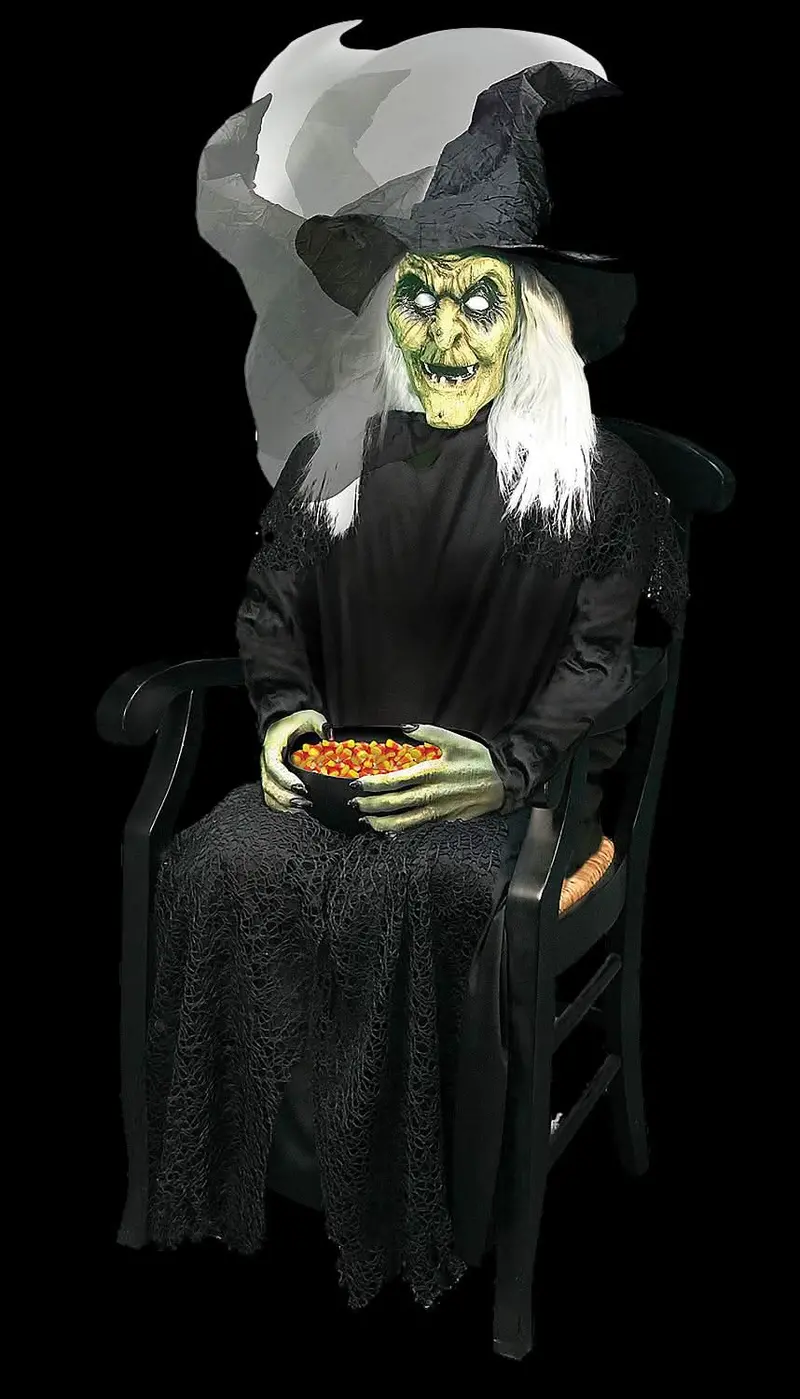 Animated Sitting Witch Halloween Prop 1