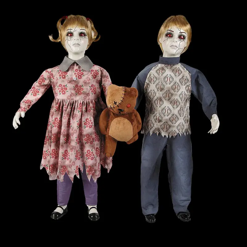 Apocalypse Twins With Stuffed Bear Halloween Animatronic 1