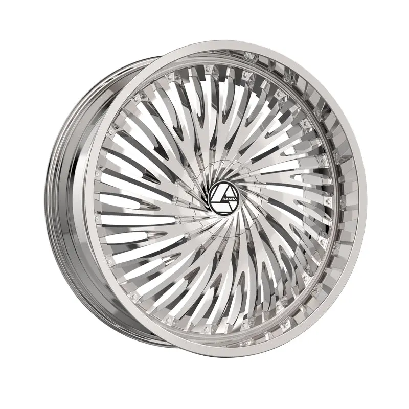 Azara Aza-526 Nano Chrome 22X9.5 5X115/5X120 74.1 Hub 15 Offset Chrome Wheel Rim 1