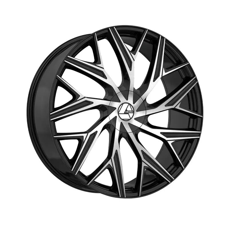 Azara Aza-527 Gloss Black & Machined 22X9.5 Blank 78.1 Hub 15 Offset Black Wheel Rim 1