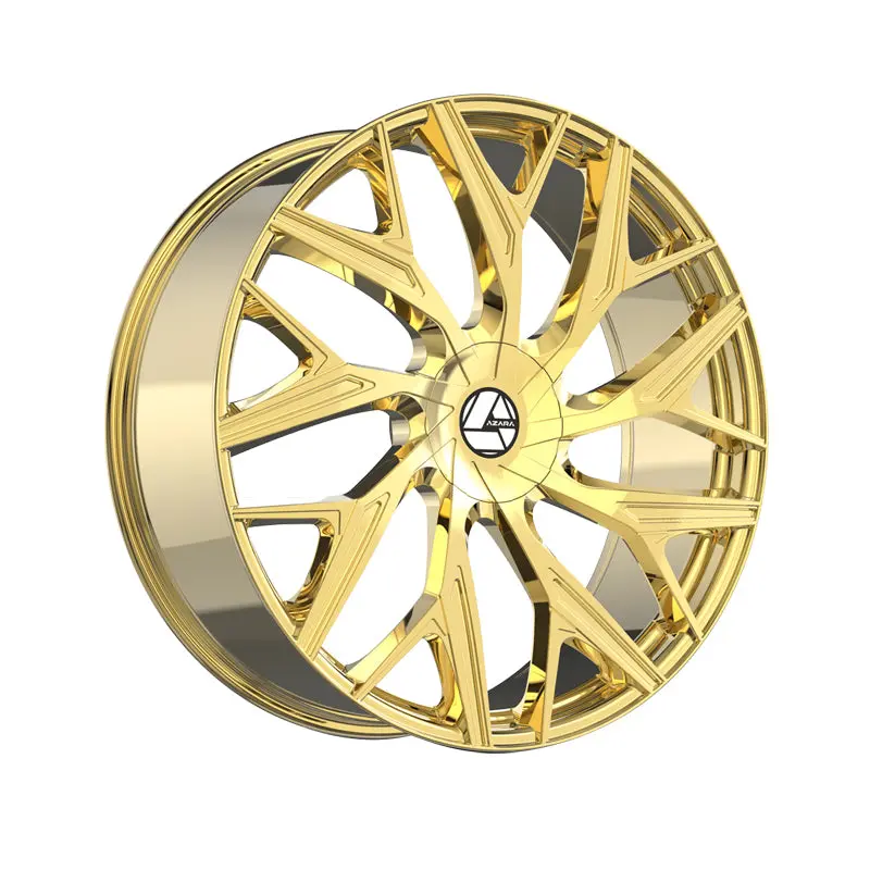 Azara Aza-527 Nano Gold 20X8.5 5X112/5X114.3 74.1 Hub 35 Offset Gold Wheel Rim 1