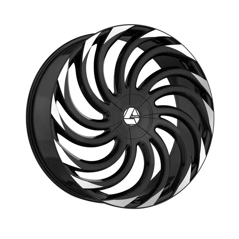 Azara Aza-534 Gloss Black & Machined 28X9.5 6X135/6X139.7 87.1 Hub 22 Offset Black Wheel Rim 1