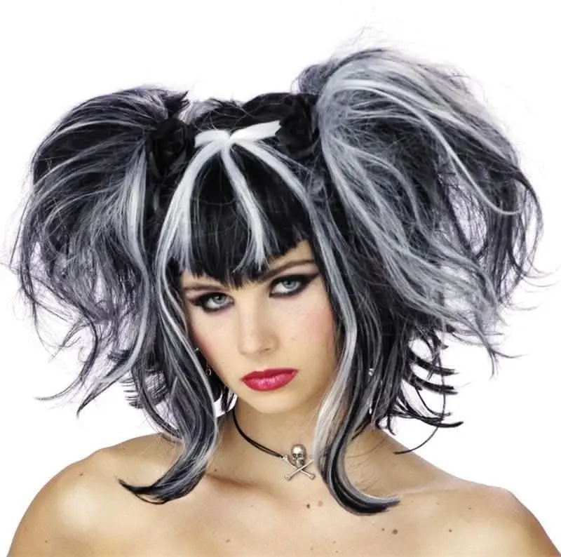 "Bad Fairy - Black/White" Halloween Wig 1