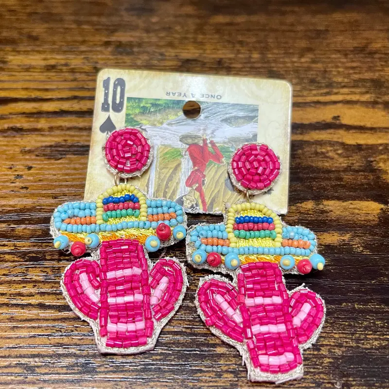 Beaded Cactus Earring 1