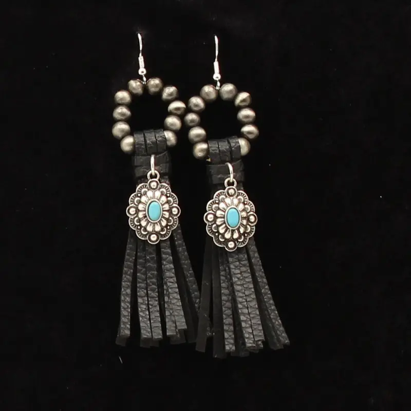 Beaded Fringe Floral Earrings 1