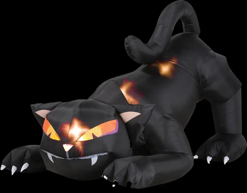 "Black Cat With Turning Head" Air-Blown Inflatable Halloween Decoration 1
