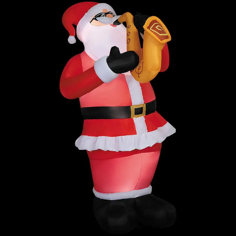 Blow Up Inflatable 6 Ft. Animated Santa With Saxophone Christmas Outdoor Yard Decoration 1