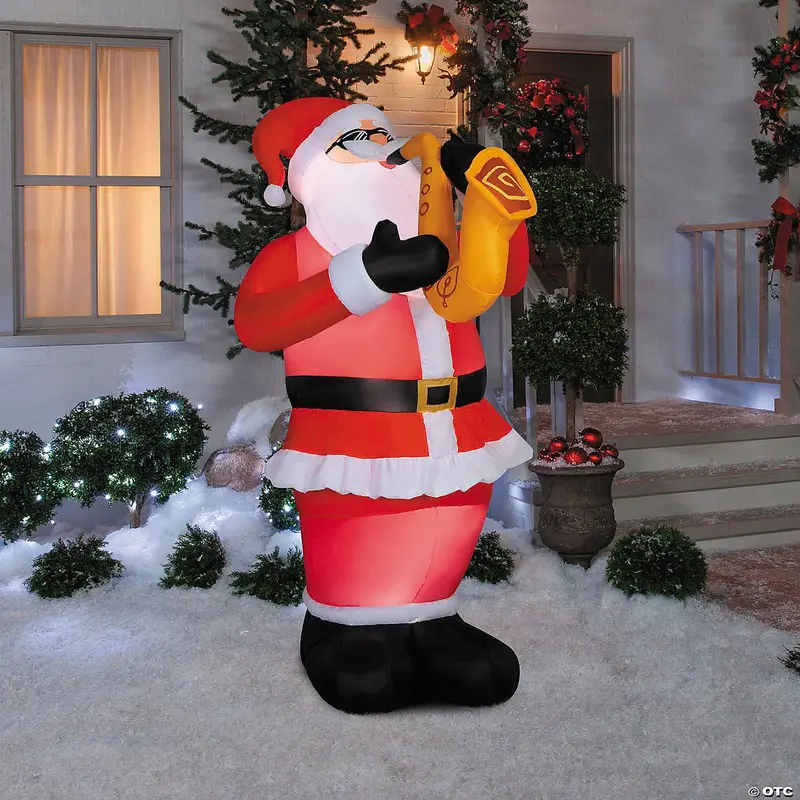 Blow Up Inflatable 6 Ft. Animated Santa With Saxophone Christmas Outdoor Yard Decoration 2
