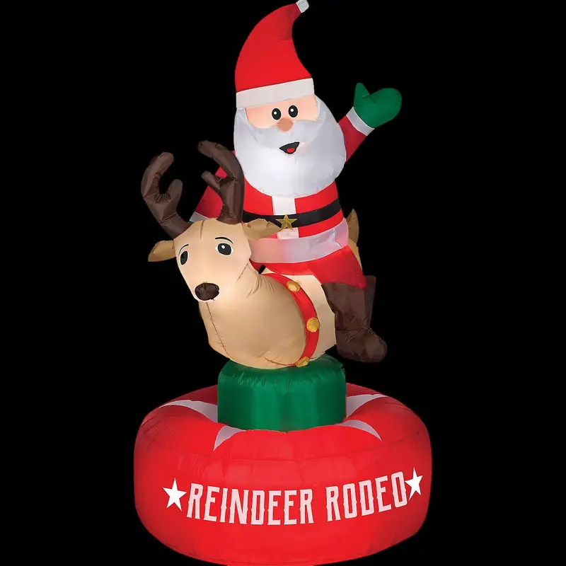 Blow Up Inflatable Animated Santa On Reindeer Outdoor Yard Decoration 1