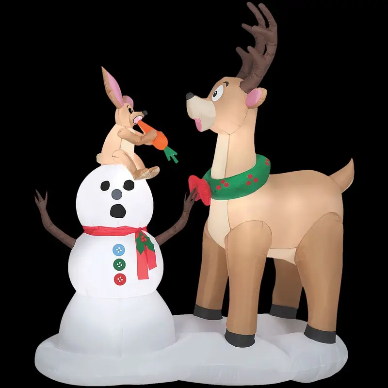 Blow Up Inflatable Caribou Snowman Outdoor Yard Decoration 1