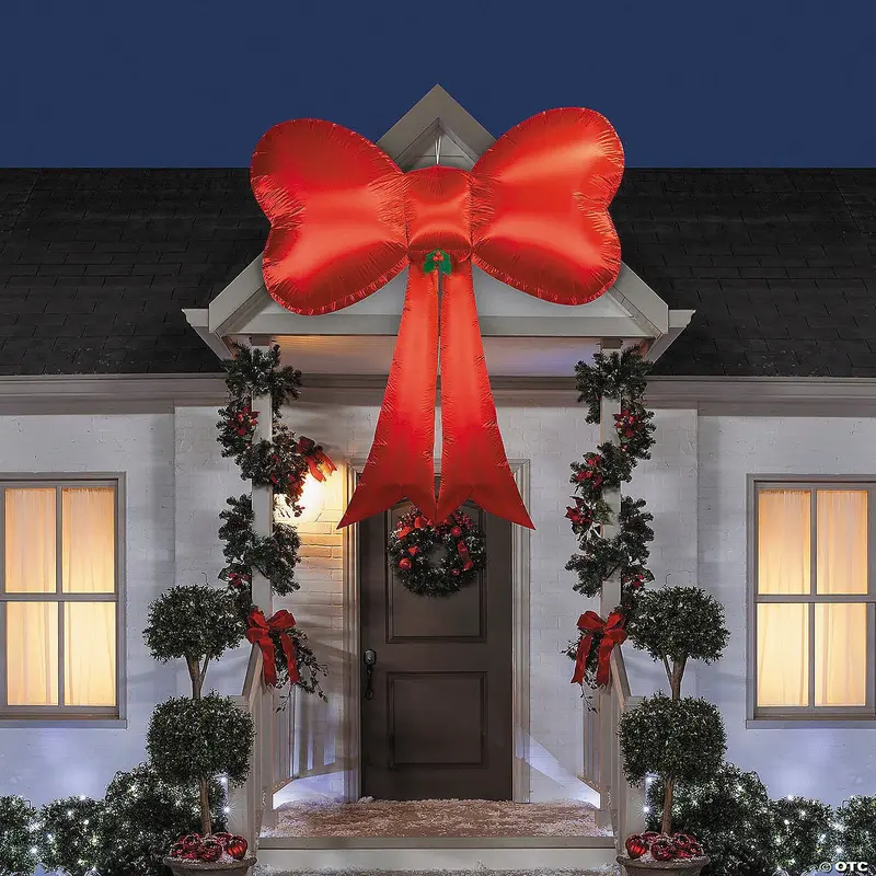 Blow Up Inflatable Hanging Red Satin Christmas Bow Outdoor Decoration 2