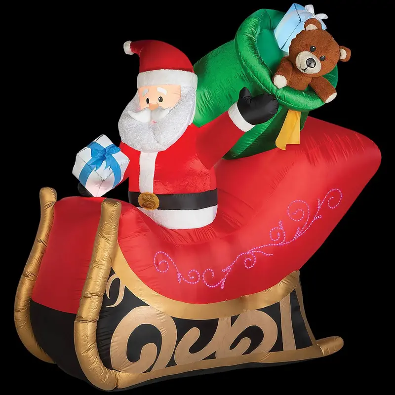 Blow-Up Inflatable Santa Sleigh With Built-In Led Lights Outdoor Yard Decoration 1