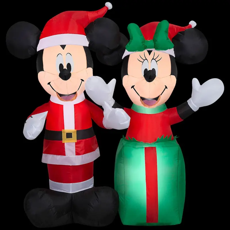 Blowup Inflatable Santa Mickey & Minnie With Built-In Lights Christmas Outdoor Yard Decoration 1
