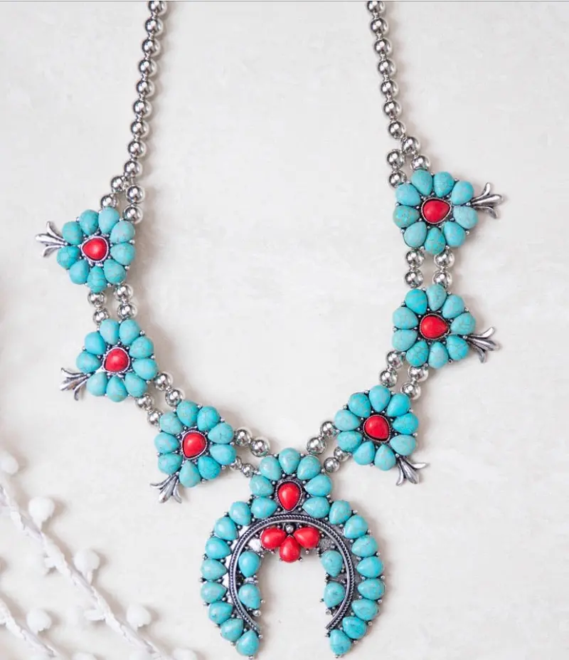 Blue Squash Blossom Necklace 1