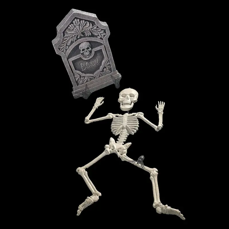 Boo! Tombstone & Skeleton Graveyard Halloween Decorations Set 1
