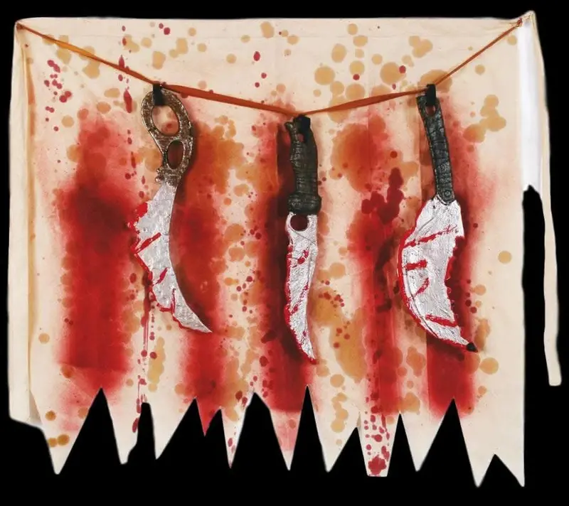 "Butcher Apron With 3 Knives" Horror Weapon Halloween Prop 1
