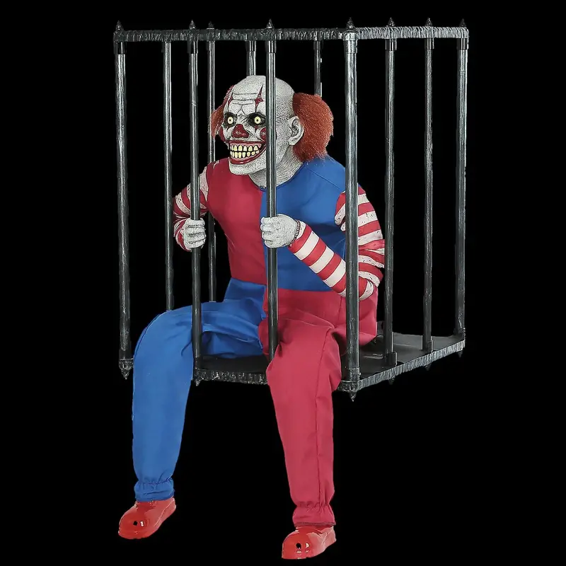 Caged Clown Halloween Animatronic Decoration 1