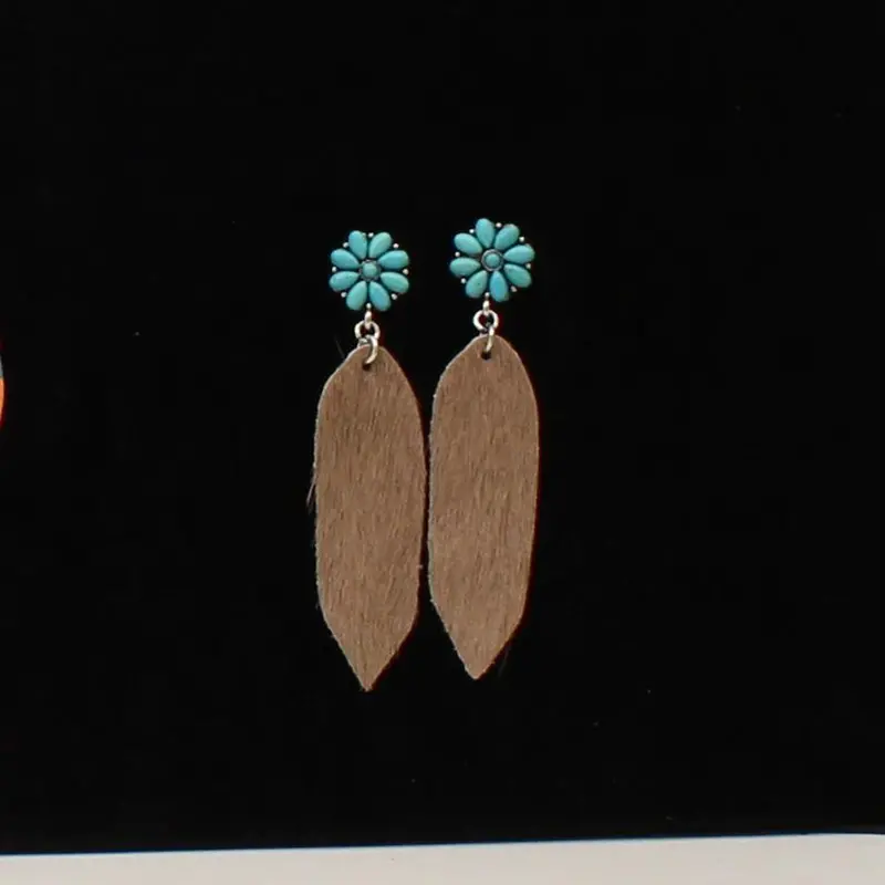 Calf Hide Turquoise Earrings 1