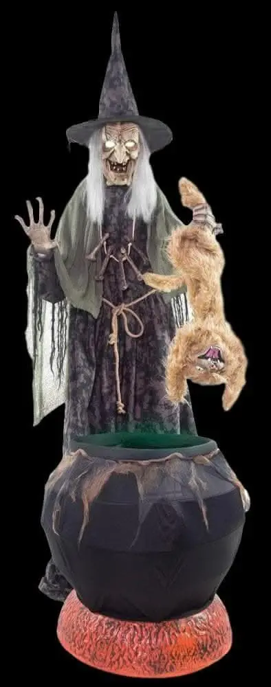 "Cat-Tastrophe Cauldron (No Fog)" Electric Animated Halloween Prop 1