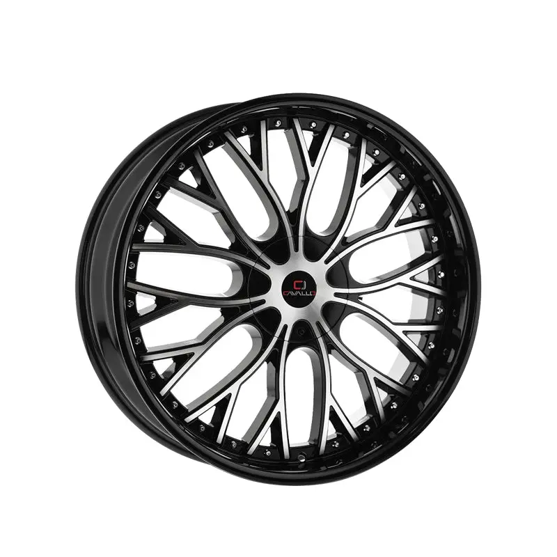 Cavallo Clv-33 Gloss Black & Machined 22X9.5 5X115/5X120 74.1 Hub 15 Offset Black Wheel Rim 1