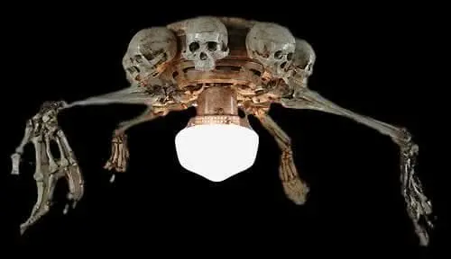"Ceiling Fan With Skeleton Arms, Skulls, And Light" Haunted House Lighting 1