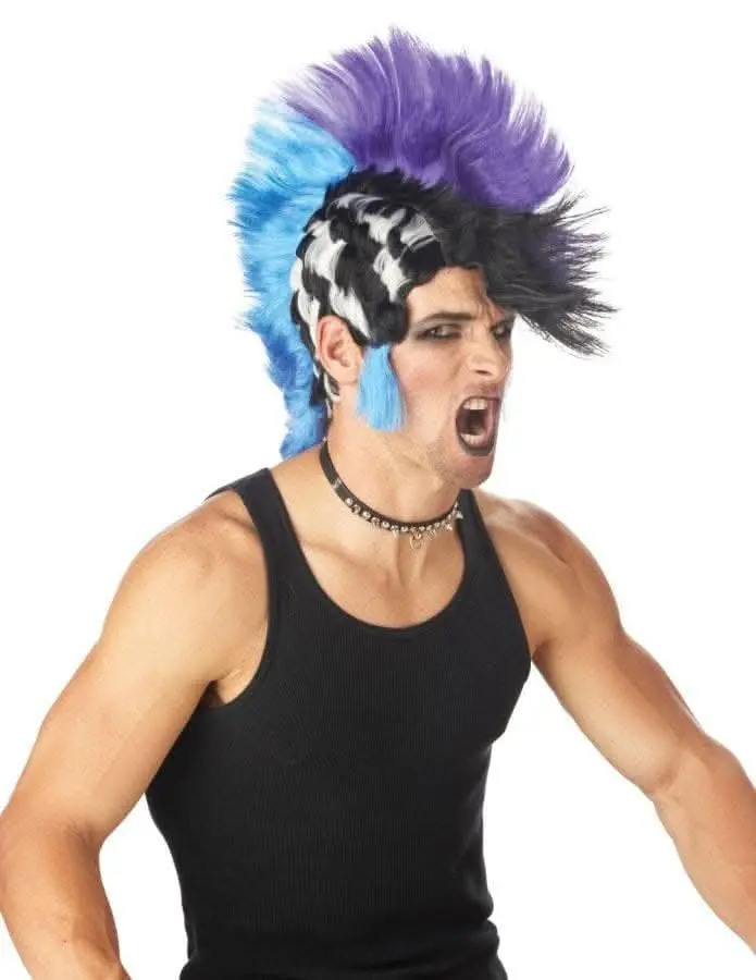 "Checkered Mohawk Punk" Halloween Wig 1