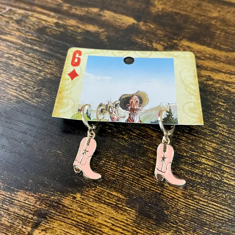 Cowgirl Boot Earrings Peach 1