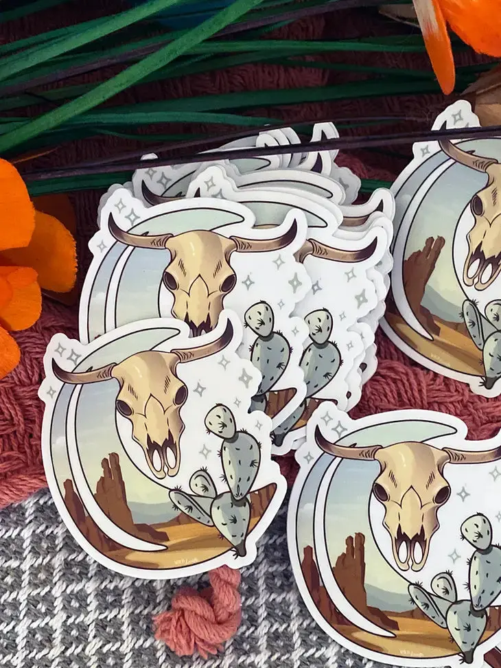 Desert Moon Skull Sticker 1