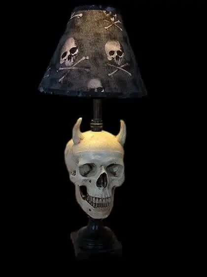 "Desk Lamp With Devil Skull And Bone Shade" Haunted House Lighting 1