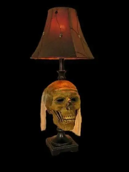 "Desk Lamp With Life-Size Corpse Head And Antique Shade" Haunted House Lighting 1