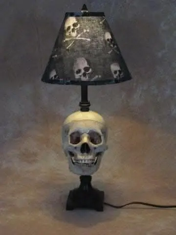 "Desk Lamp With Life-Size Skull And Bone Shade" Haunted House Lighting 2