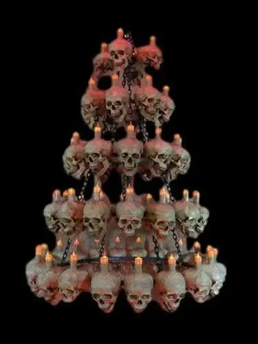 "Five-Tiered Life-Size Skull Chandelier With 60 Skulls" Haunted House Lighting 1