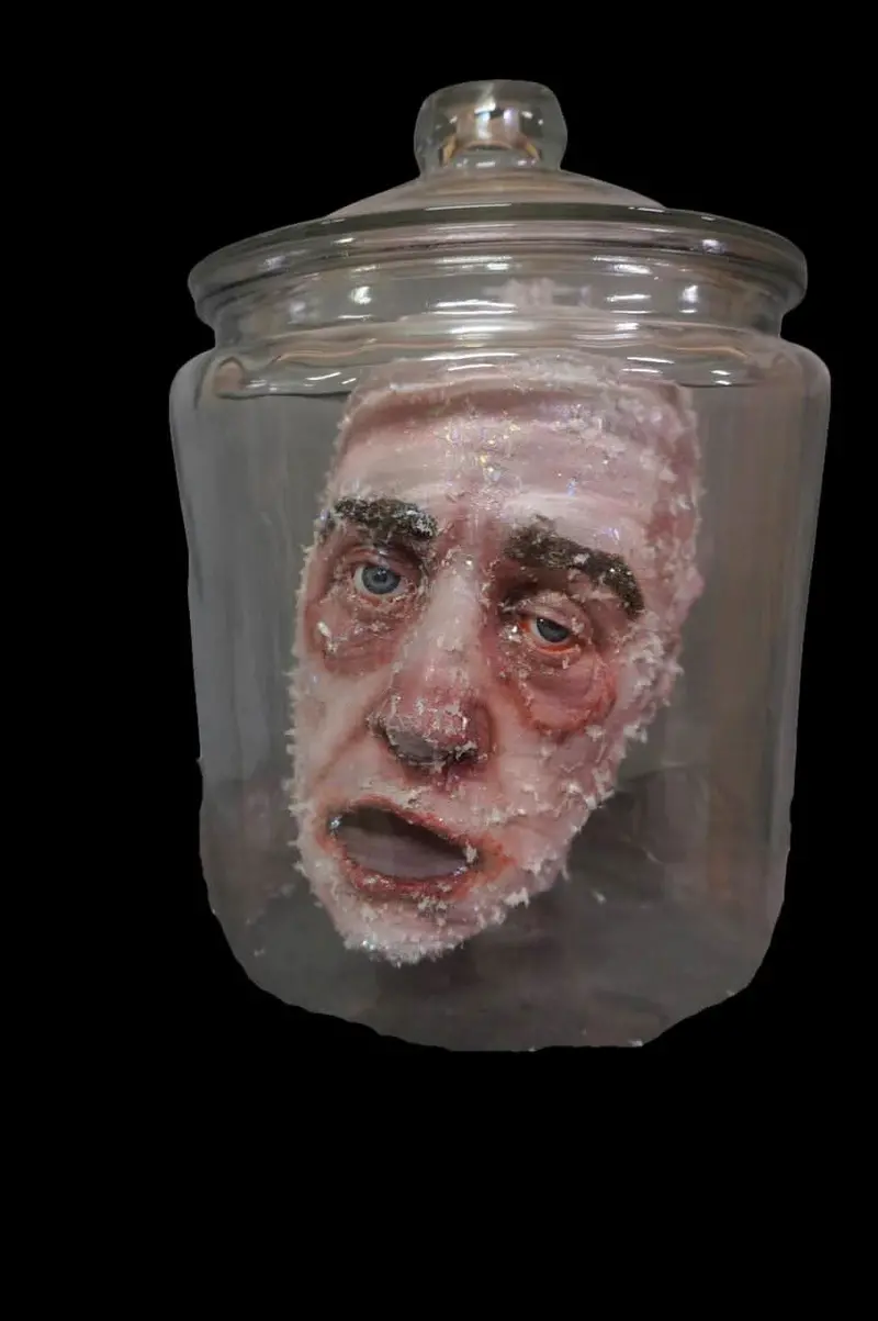Frozen Gus Head In Jar Halloween Prop 1