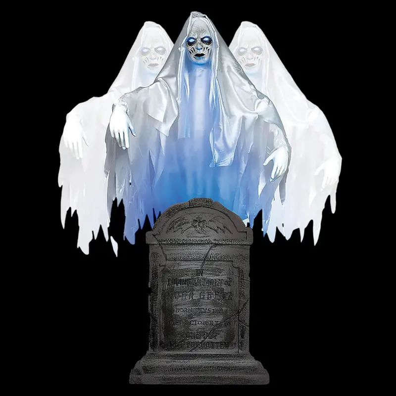 "Ghost Woman Over Tombstone™ Graveyard Halloween Prop 1