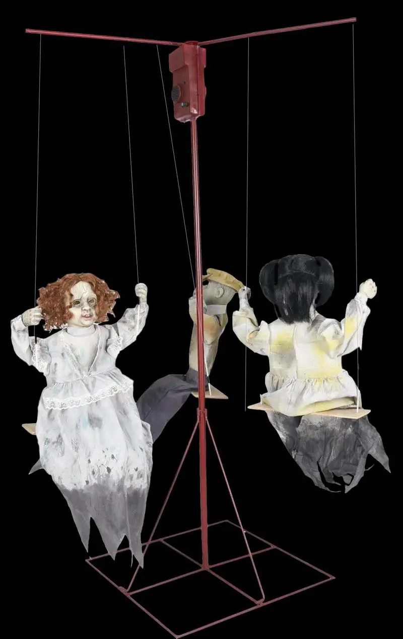 "Ghostly Go Round - Creepy Dolls" - 3 Dolls Halloween Animatronic Decoration 1