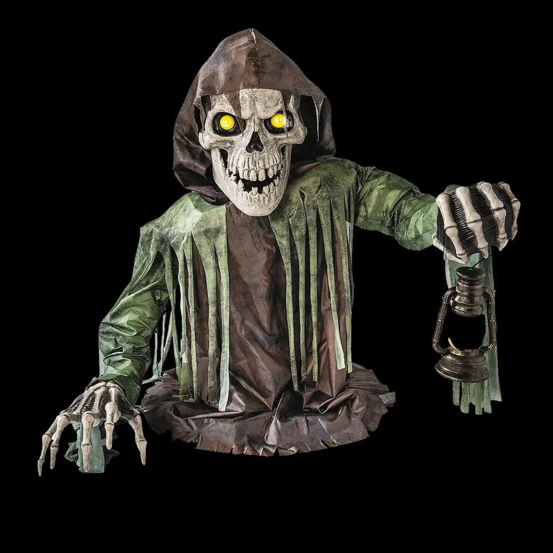 Giant Light-Up Corroded Skeleton Reaper Halloween Animatronic Decoration 1