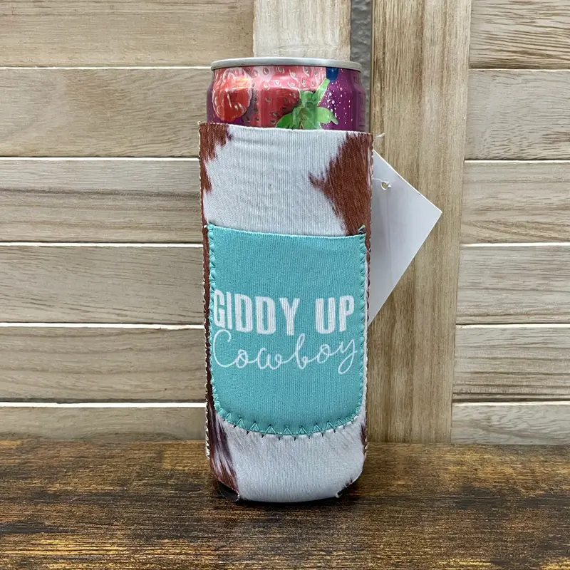 Giddy Up Cowboy Slim Koozie 1