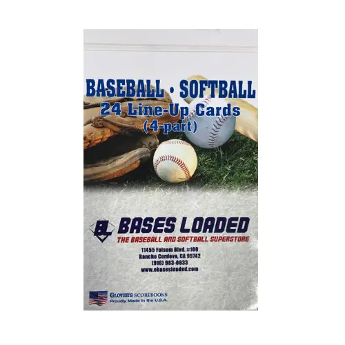 Glover's Baseball/Softball 24-Line Up Card (B&S-20) 1