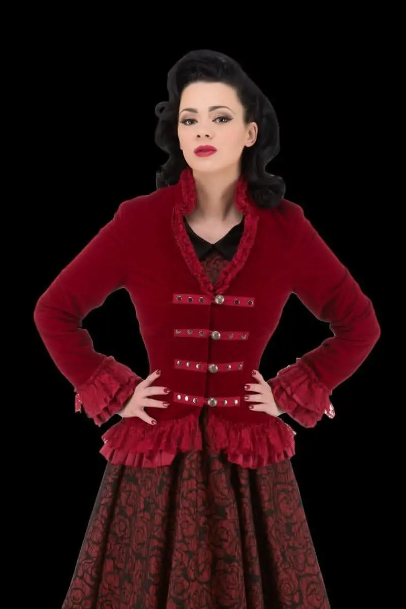 "Gothic Vampiress Jacket In Red Velvet" Hd Hollywood Costume 1