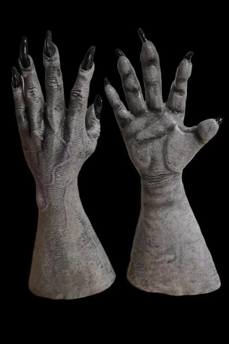 "Grey Werewolf/Alien/Monster Hands" Deluxe Latex Halloween Costume Gloves 1
